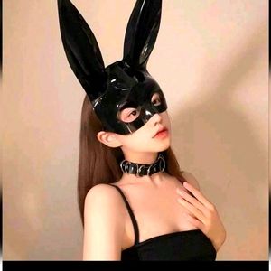 ***Half Faced Black Bunny Role Play Mask